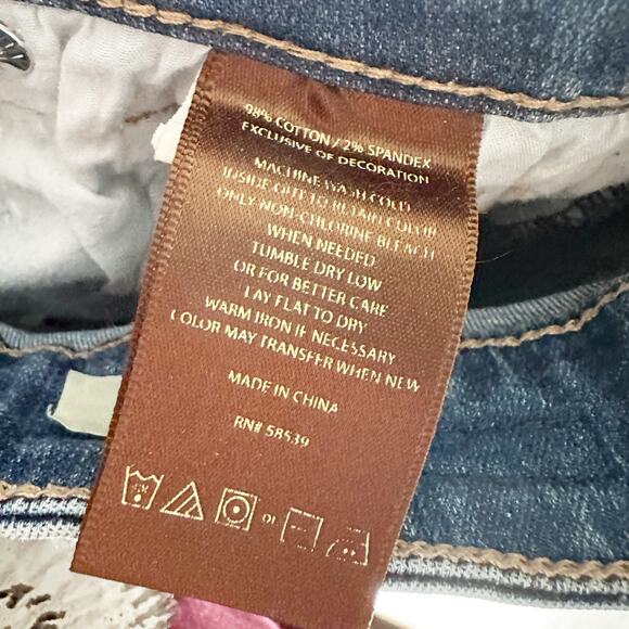 Kut from the Kloth Skinny Crochet Lace Floral Blue Jeans Women’s Size 4 - Picture 8 of 12